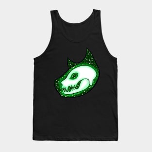 Green Galaxy Cat Skull Tank Top